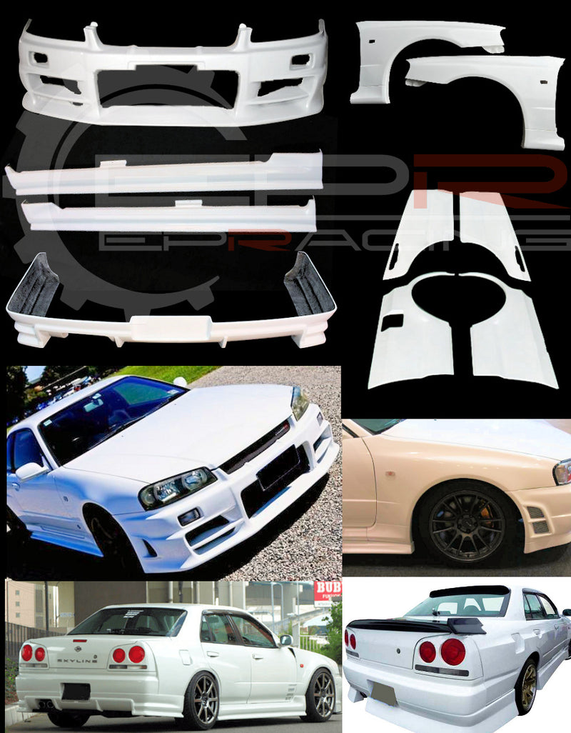 R34 GT GTT 4-Door GTR Style Wide Aero Kit